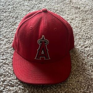 Red Baseball Cap with LA Angels Logo